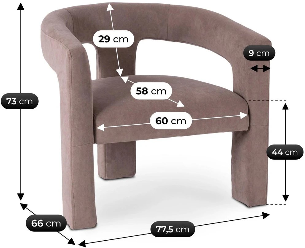 Mebel Elite Poilsio fotelis LILLE, smėlio spalvos, veliūrinis