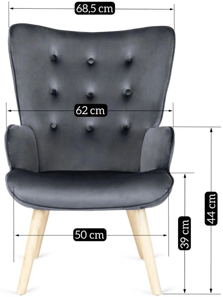Fotelis Mebel Elite Fotel LOZANO Pilka Welurowy