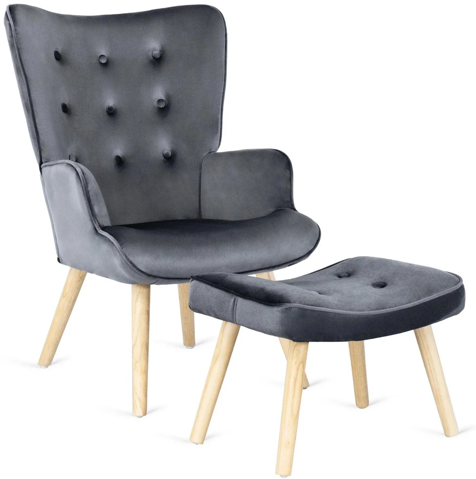 Fotelis Mebel Elite Fotel LOZANO Pilka Welurowy