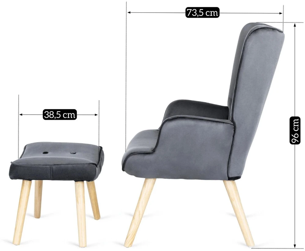 Fotelis Mebel Elite Fotel LOZANO Pilka Welurowy