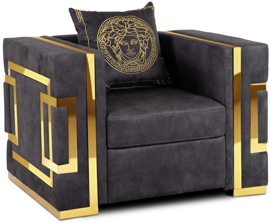 Sofa Mebel Elite Poilsio fotelis PALLAZO, 108 × 88 × 73 cm, juodos ir auksinės spalvos