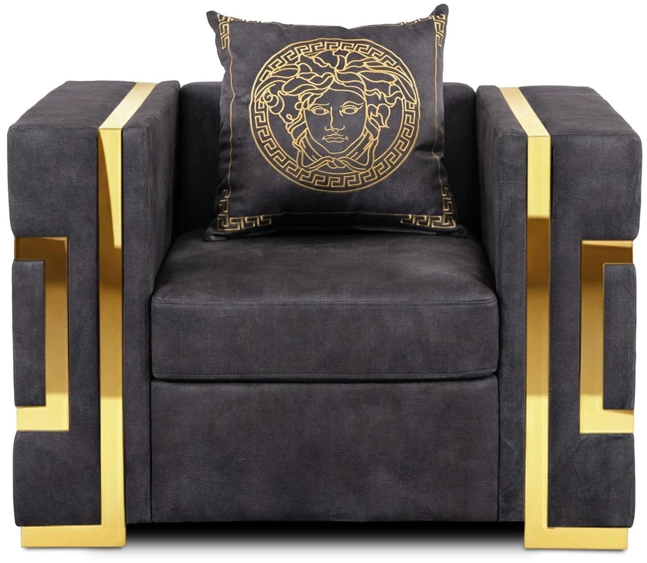 Sofa Mebel Elite Poilsio fotelis PALLAZO, 108 × 88 × 73 cm, juodos ir auksinės spalvos