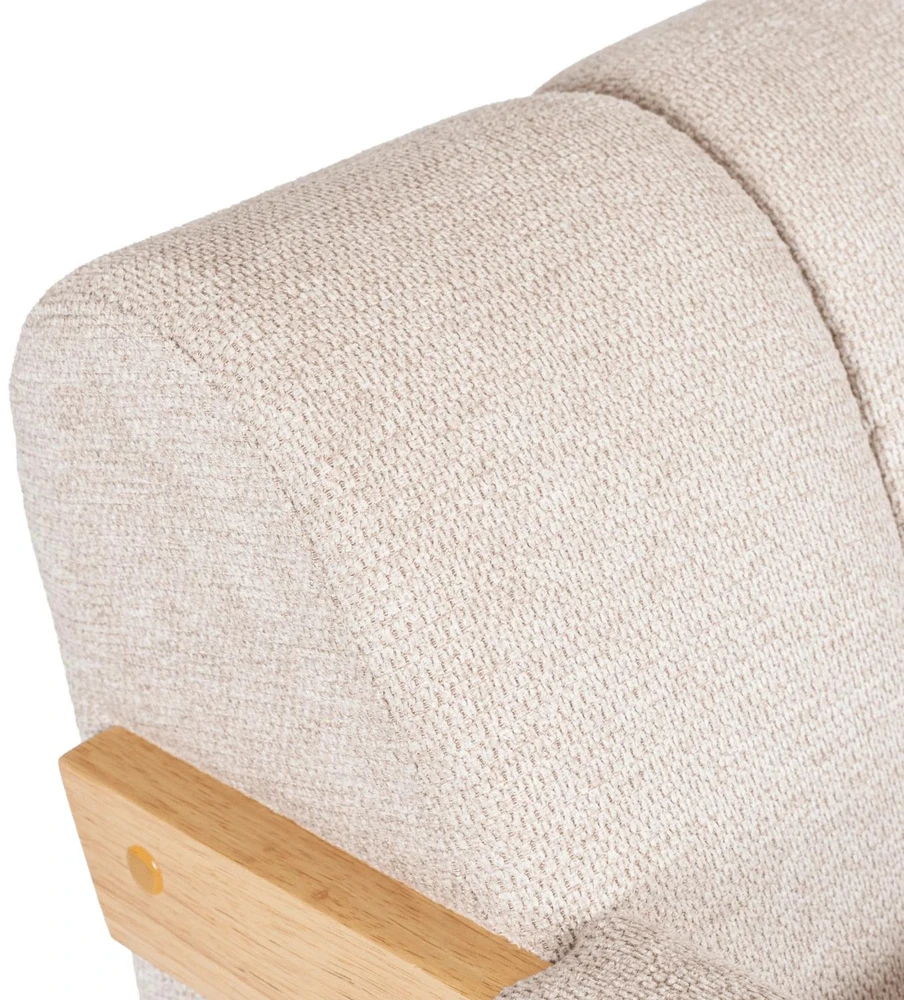 Mebel Elite Poilsio fotelis RENATO, smėlio spalvos, ąžuolo spalvos korpusas