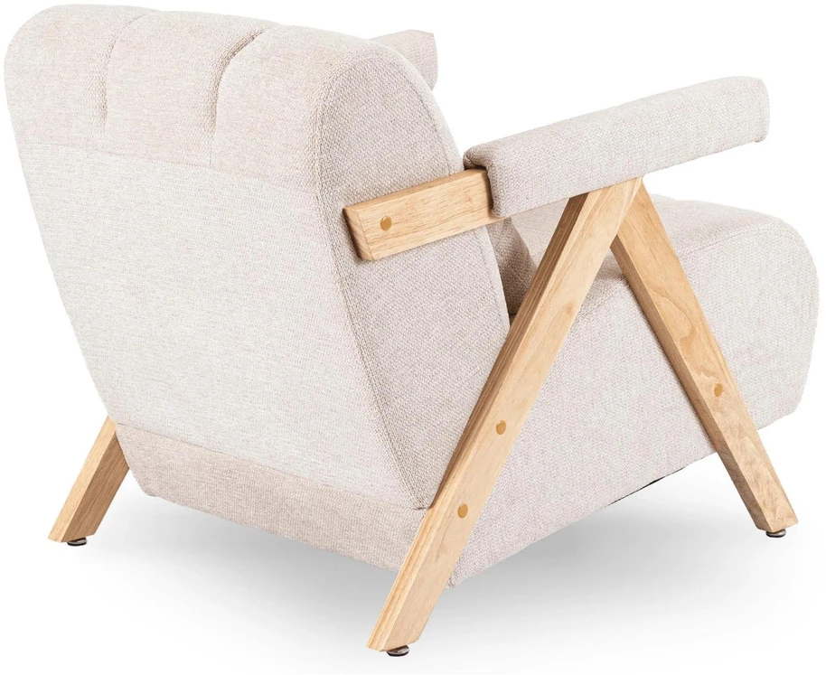 Mebel Elite Poilsio fotelis RENATO, smėlio spalvos, ąžuolo spalvos korpusas