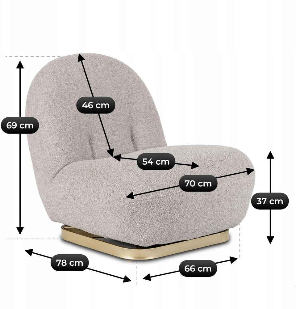 Mebel Elite Poilsio fotelis SONNY, pasukamas 360°, pilkas buklė