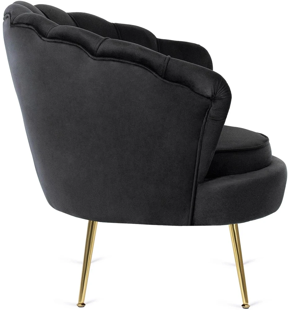 Mebel Elite Poilsio fotelis su kojų atrama, 82 × 82 cm, juodas aksominis