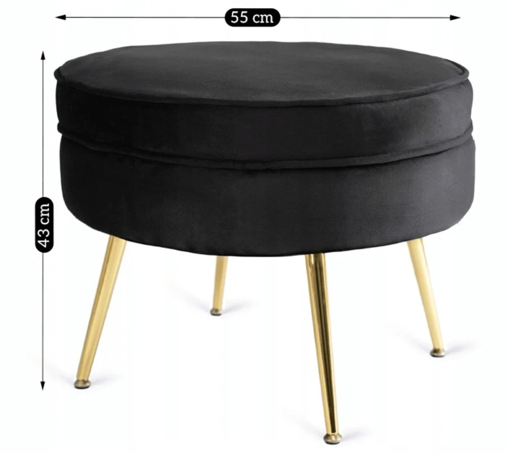 Mebel Elite Poilsio fotelis su kojų atrama, 82 × 82 cm, juodas aksominis