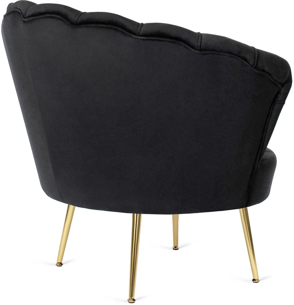 Mebel Elite Poilsio fotelis su kojų atrama, 82 × 82 cm, juodas aksominis
