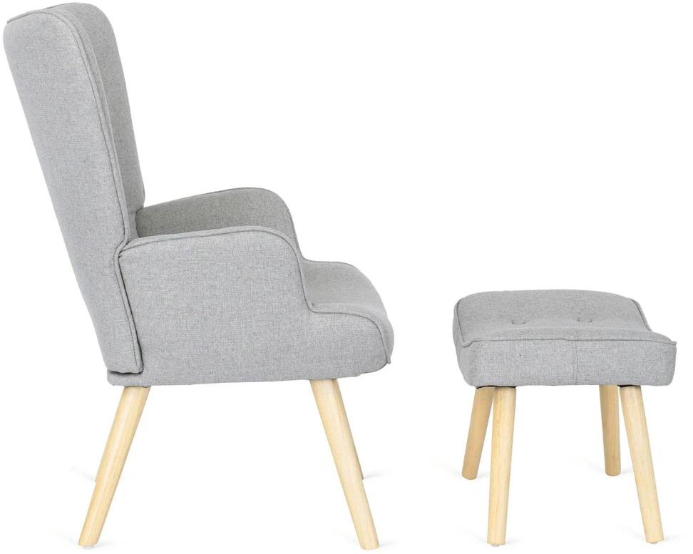 Mebel Elite Poilsio fotelis su kojų atrama LOZANO 2, 68,5 × 73,5 × 96 cm, pilkas