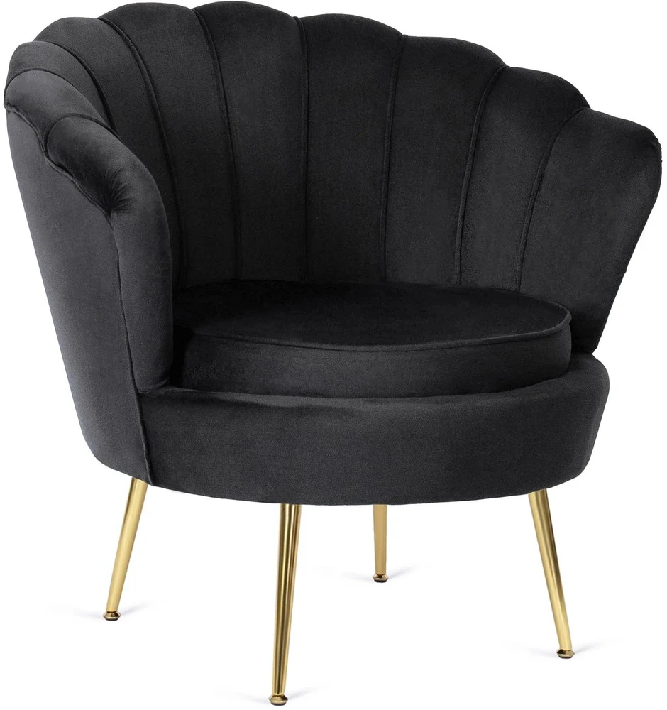 Mebel Elite Poilsio fotelis su kojų atrama, 82 × 82 cm, juodas aksominis