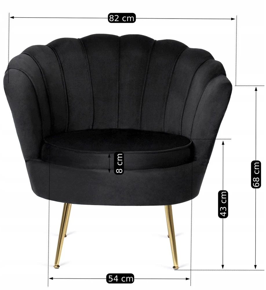 Mebel Elite Poilsio fotelis su kojų atrama, 82 × 82 cm, juodas aksominis