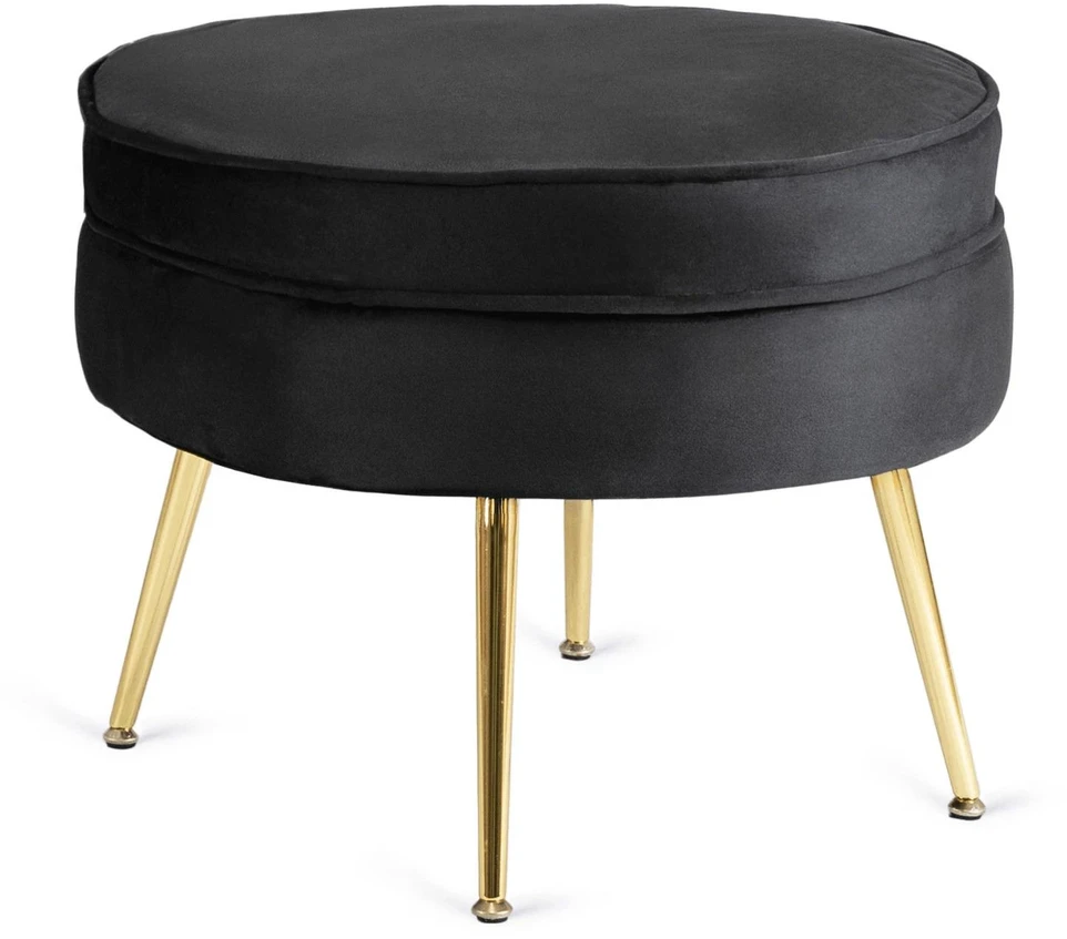 Mebel Elite Poilsio fotelis su kojų atrama, 82 × 82 cm, juodas aksominis