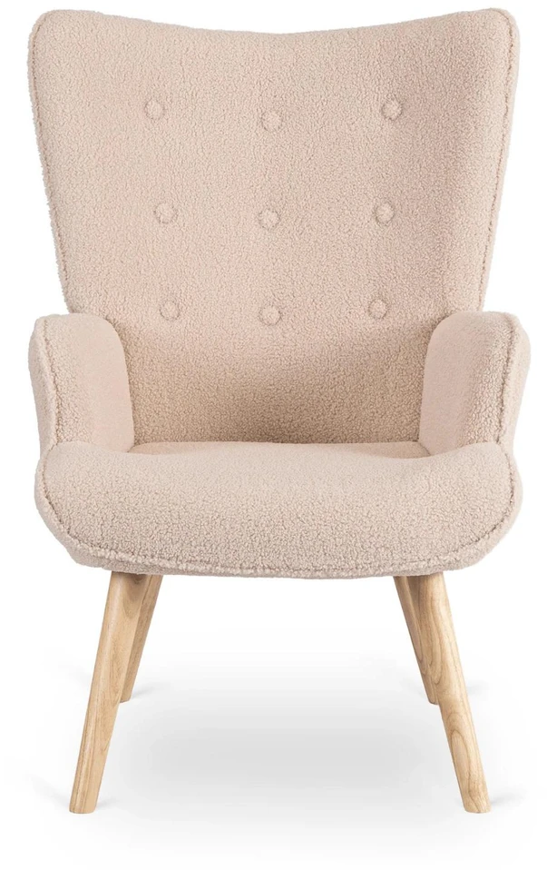 Mebel Elite Poilsio fotelis su pakoju, buklė audinys, 66 × 54 × 97 cm, smėlio spalvos