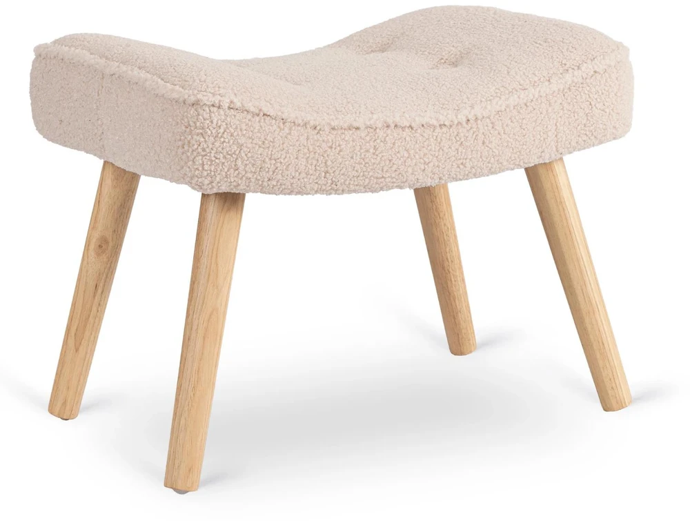 Mebel Elite Poilsio fotelis su pakoju, buklė audinys, 66 × 54 × 97 cm, smėlio spalvos