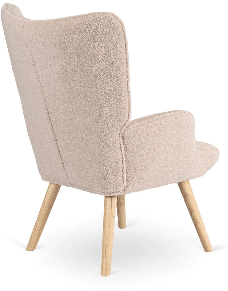 Mebel Elite Poilsio fotelis su pakoju, buklė audinys, 66 × 54 × 97 cm, smėlio spalvos