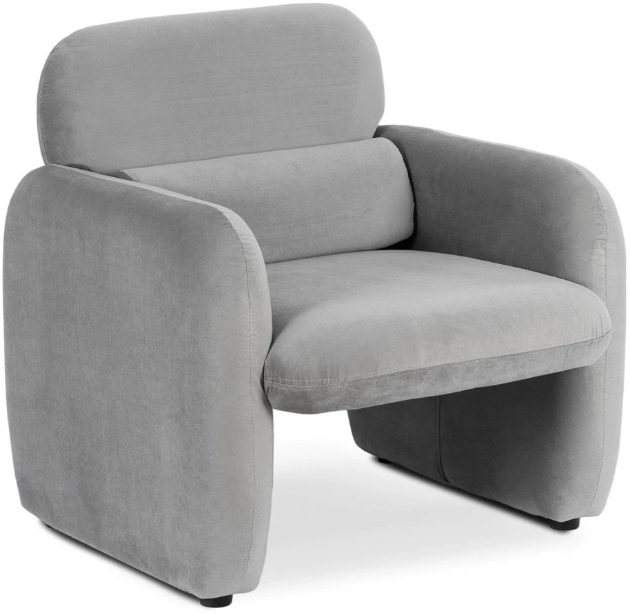 Mebel Elite Poilsio fotelis TOGO, veliūrinis, 78 × 79 × 77 cm, pilkas