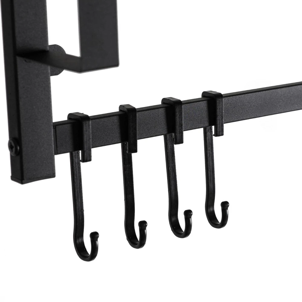 Mebel Elite Prieškambario kabykla su lentyna ir 5 kabliukais, 80 cm, rustikinio ąžuolo ir juoda