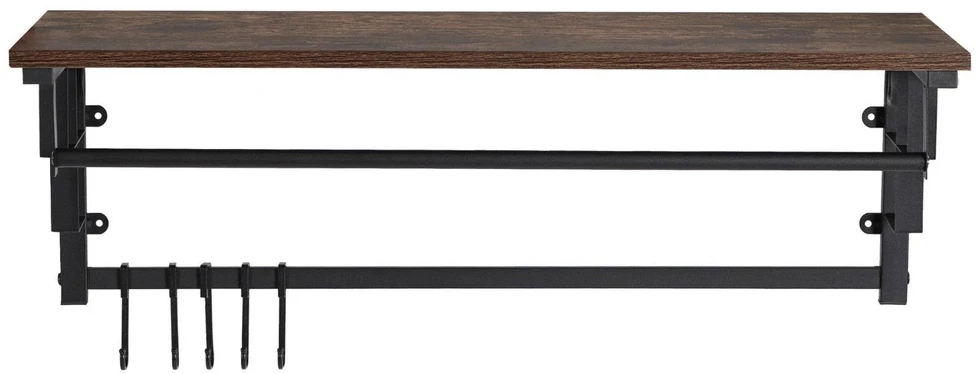 Mebel Elite Prieškambario kabykla su lentyna ir 5 kabliukais, 80 cm, rustikinio ąžuolo ir juoda