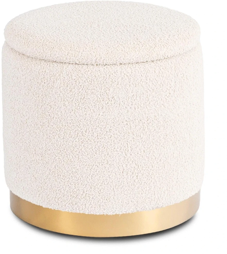 Sofa Mebel Elite Pufas CARNOS, 40 × 40 × 40 cm, kreminis, bouclé audinys