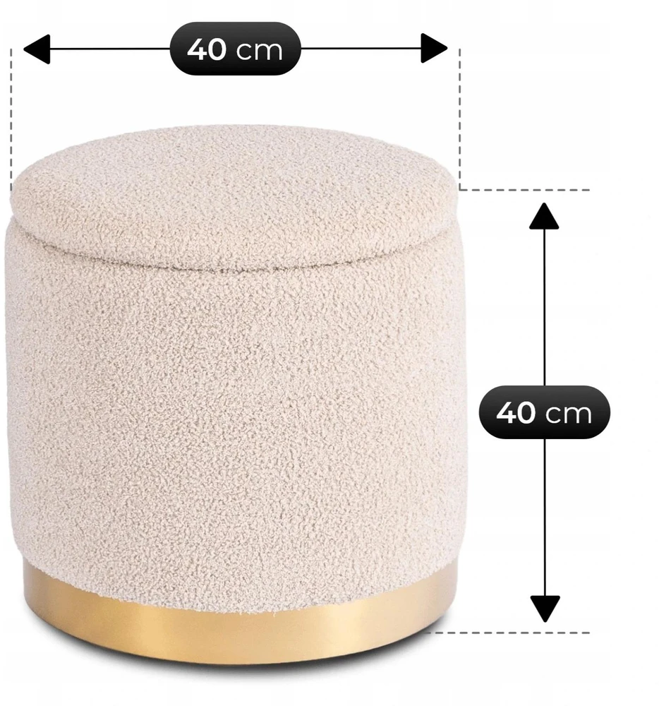 Sofa Mebel Elite Pufas CARNOS, buklė audinio, 40 × 40 × 40 cm, smėlio spalvos