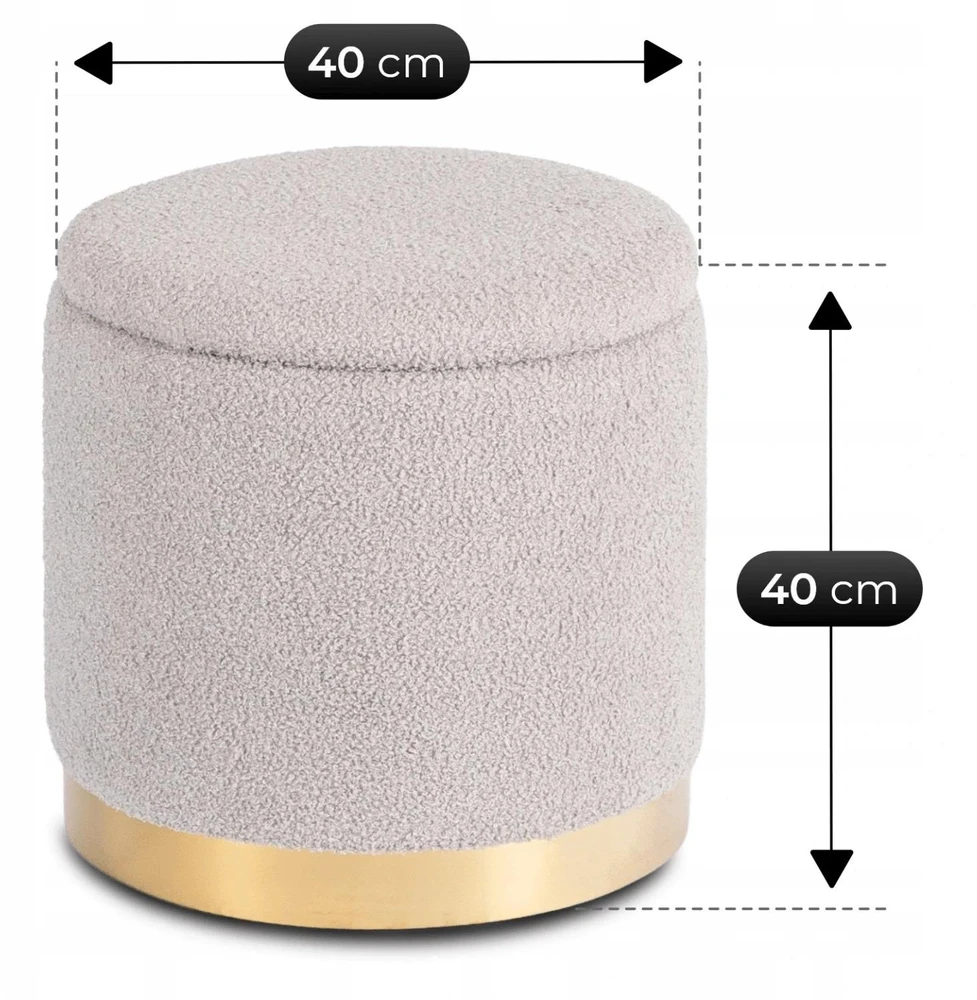 Sofa Mebel Elite Pufas CARNOS, bukle audinys, 40 × 40 × 40 cm, pilkas