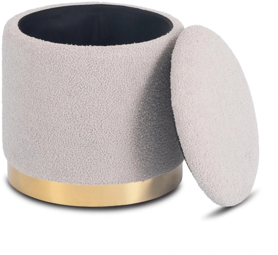 Sofa Mebel Elite Pufas CARNOS, bukle audinys, 40 × 40 × 40 cm, pilkas