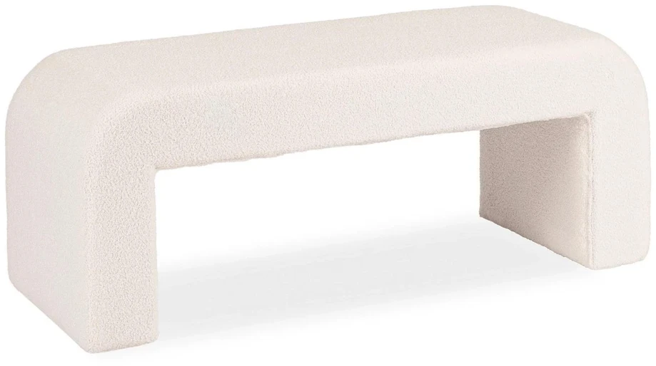 Sofa Mebel Elite Pufas DELINO, 122 × 45 × 48,5 cm, kreminis, buklė audinys