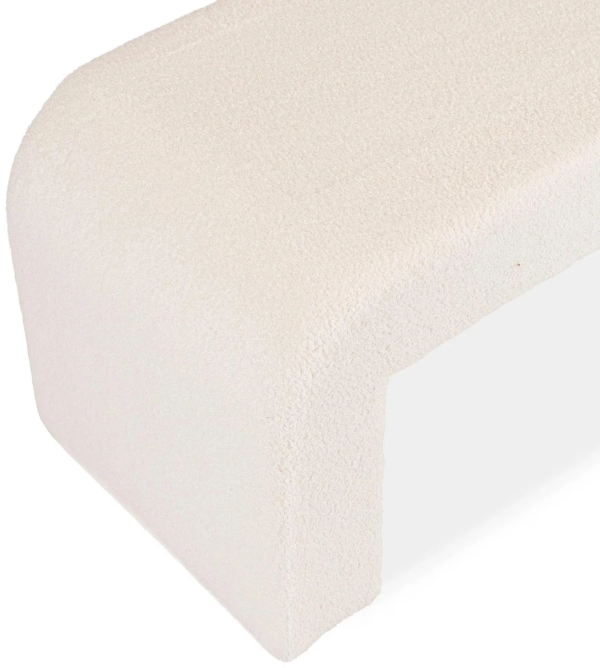 Sofa Mebel Elite Pufas DELINO, 122 × 45 × 48,5 cm, kreminis, buklė audinys
