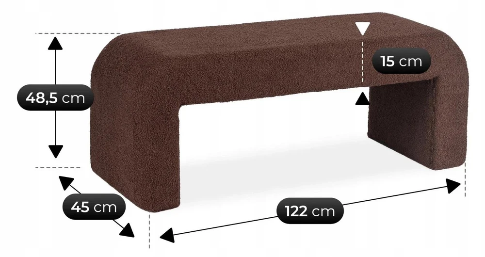 Sofa Mebel Elite Pufas MEBELELITE DELINO, buklė audinys, 122 × 45 × 48,5 cm, rudas