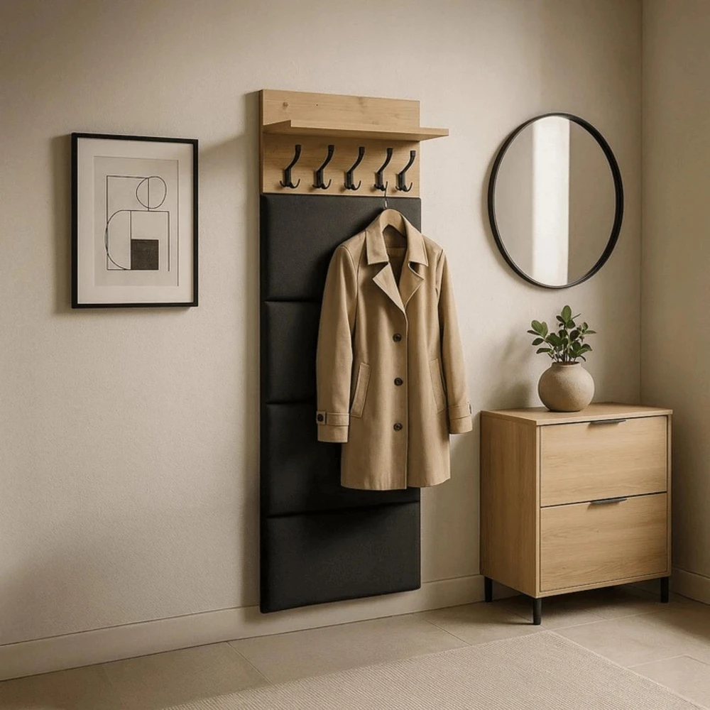 Mebel Elite Sieninė kabykla MODENA, 60 cm, artisan ąžuolo ir grafito spalvos