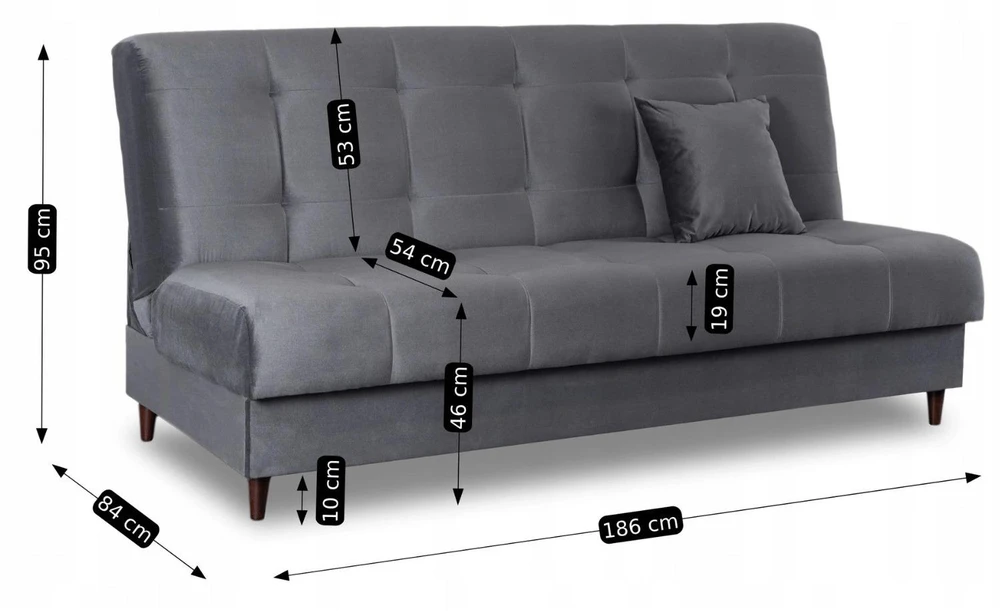 Mebel Elite Sofa-lova LIMA, 186 cm, pilka