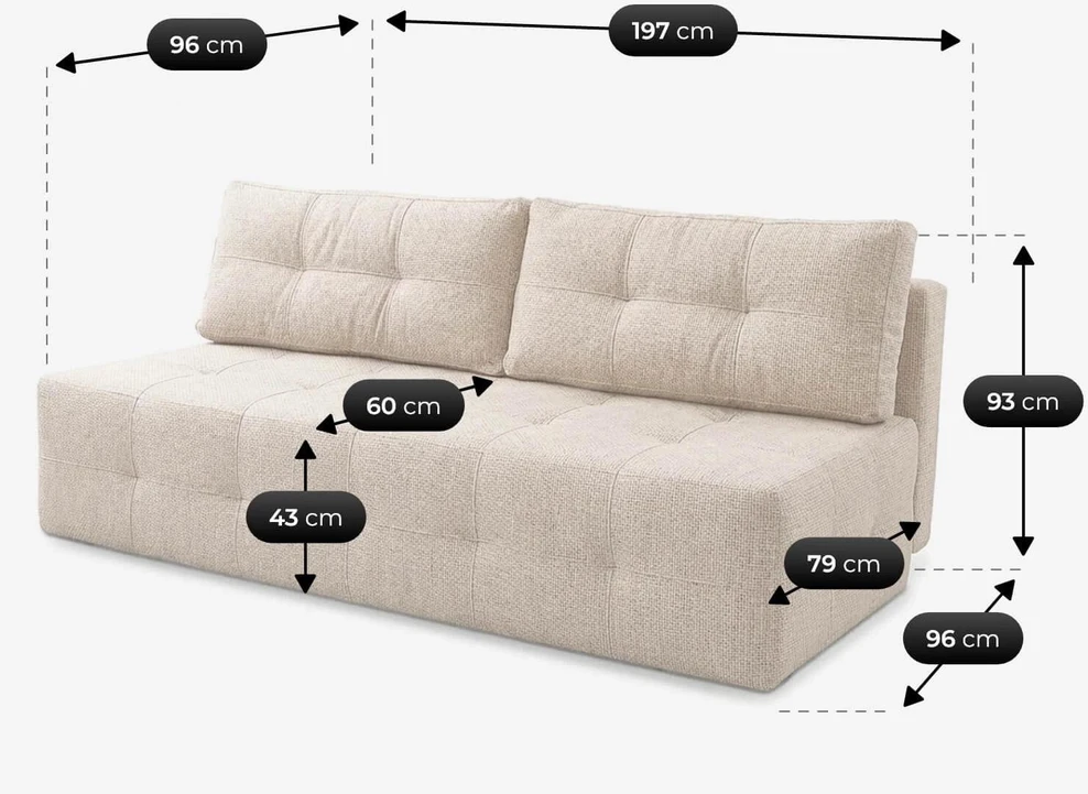 Mebel Elite Sofa-lova MORANA, 197 × 96 cm, kreminė