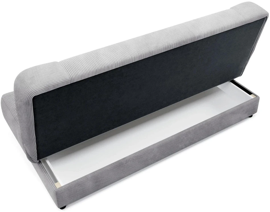 Mebel Elite Sofa-lova PIANO, išskleidžiama, su patalynės dėže, 190 × 92 cm, pilka