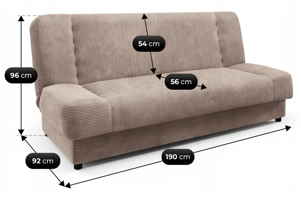 Mebel Elite Sofa-lova PIANO su patalynės dėže, 190 × 92 cm, smėlinė