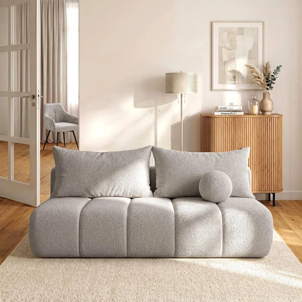 Mebel Elite Sofa-lova SARIA, 207 × 86 × 91 cm, pilka
