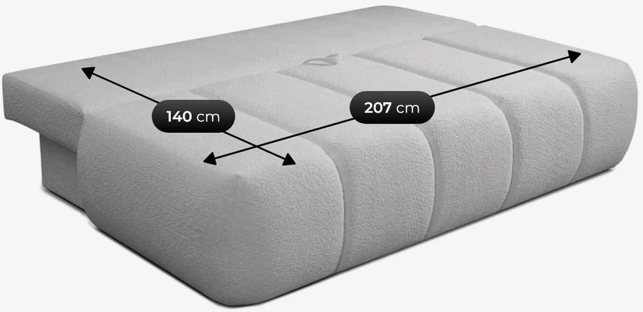 Mebel Elite Sofa-lova SARIA, 207 × 86 × 91 cm, pilka