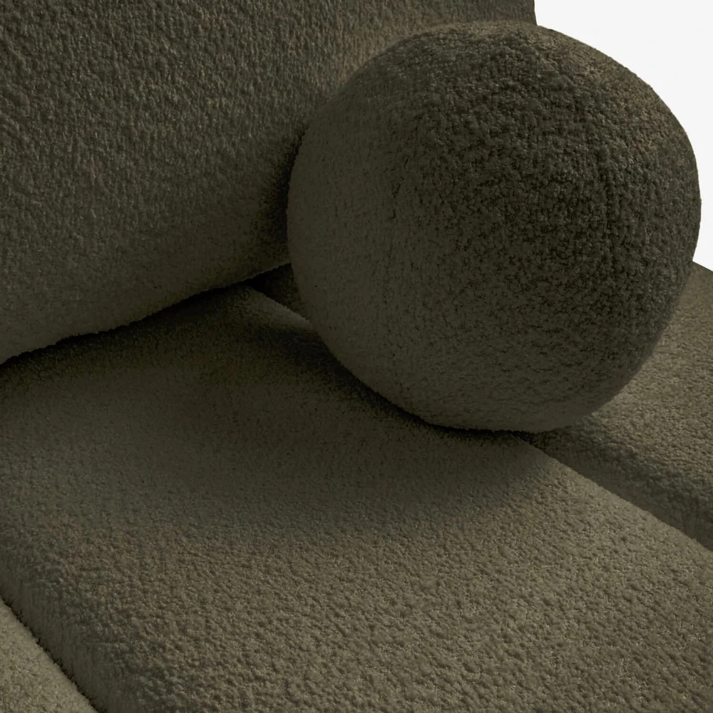 Mebel Elite Sofa-lova SARIA, 207 × 86 cm, alyvuogių spalvos, buklė audinys