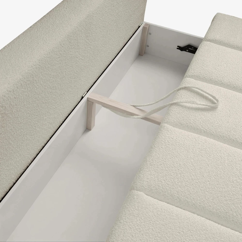 Mebel Elite Sofa-lova SARIA, miegamoji dalis 207 × 140 cm, kreminė