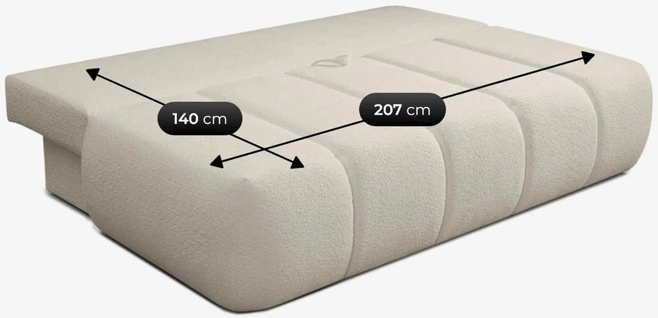 Mebel Elite Sofa-lova SARIA, miegamoji dalis 207 × 140 cm, kreminė