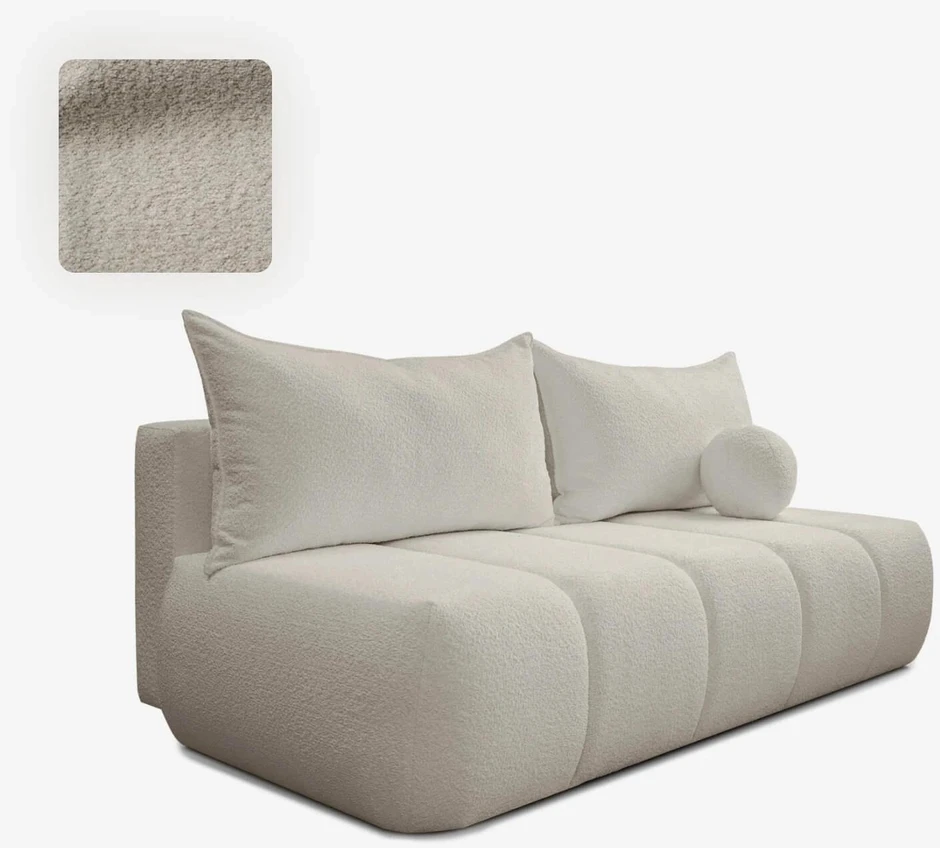 Mebel Elite Sofa-lova SARIA, miegamoji dalis 207 × 140 cm, kreminė