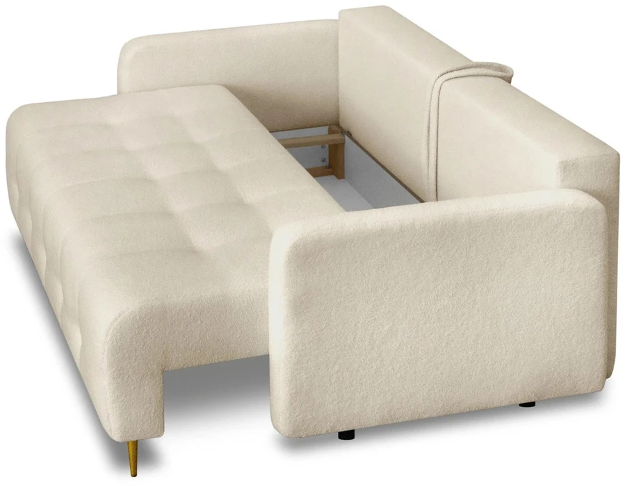 Mebel Elite Sofa-lova SEUL, miegamoji dalis 150 × 187 cm, smėlio spalvos