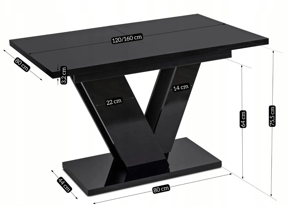 Lauko baldų komplektas Mebel Elite Stalo ir 4 kėdžių komplektas CLARK ir RICK, 120–160 cm, juodas ir pilkas