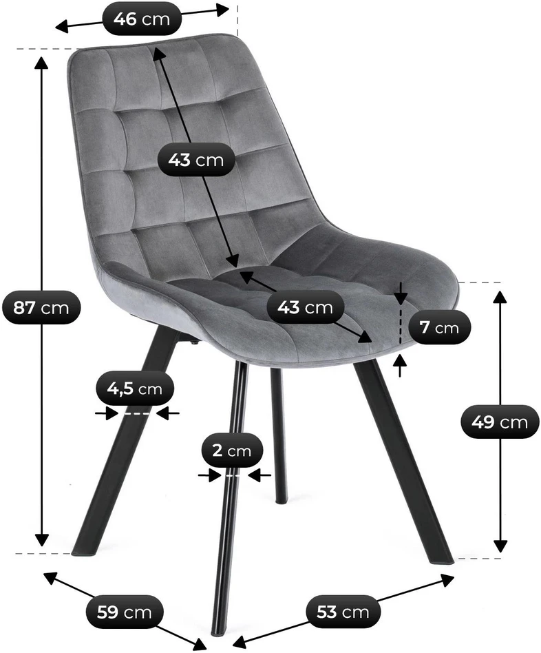 Lauko baldų komplektas Mebel Elite Stalo ir 4 kėdžių komplektas CLARK ir RICK, 120–160 cm, juodas ir pilkas