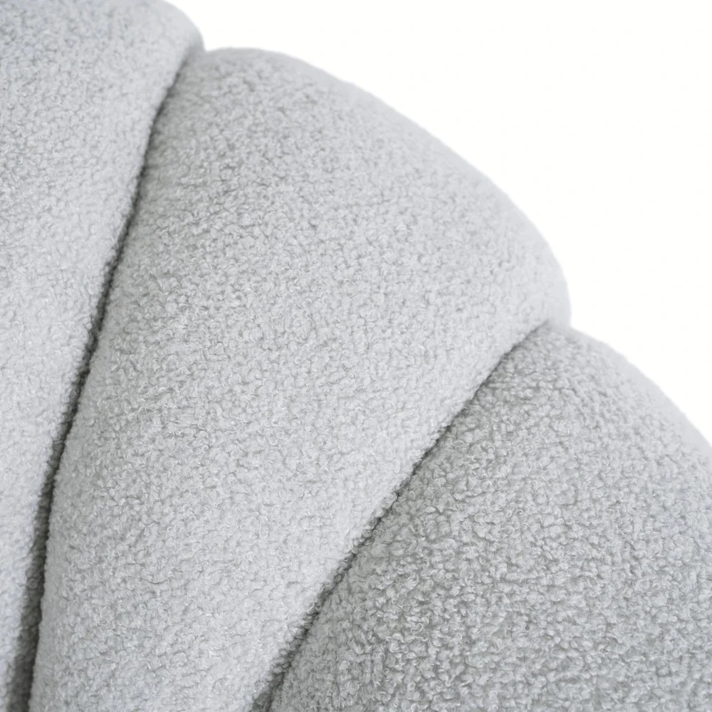 Mebel Elite Sukamasis fotelis su pufu PETTIT, pilkas, bouclé