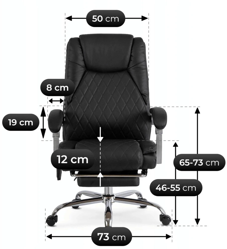 Mebel Elite Sukamoji biuro kėdė GIORGIO, masažuojama ir šildoma, juoda