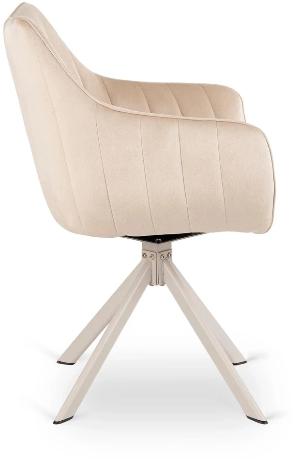 Fotelis Mebel Elite ASPEN minkštas besisukantis krėslas, kreminės spalvos/kašmyro spalvos, modernus