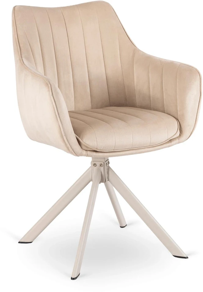 Fotelis Mebel Elite ASPEN minkštas besisukantis krėslas, kreminės spalvos/kašmyro spalvos, modernus