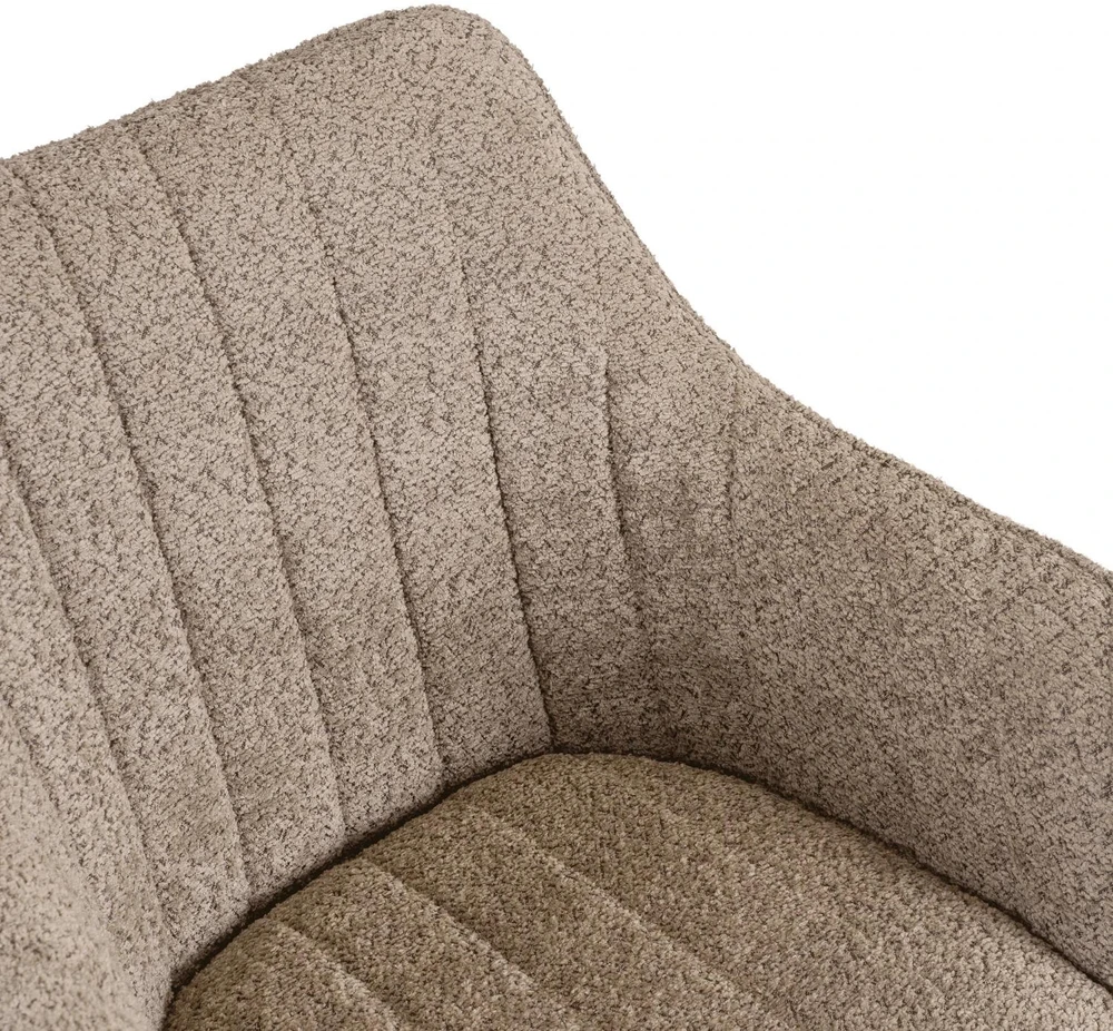 Fotelis Mebel Elite BAJA ruda, apmušta, besisukanti kėdė su „Boucle“ audiniu, moderni