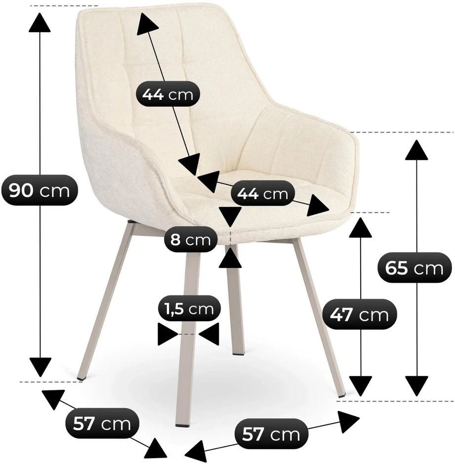 Fotelis Mebel Elite Sukamoji kėdė CALMO, kreminė, boucle audinys