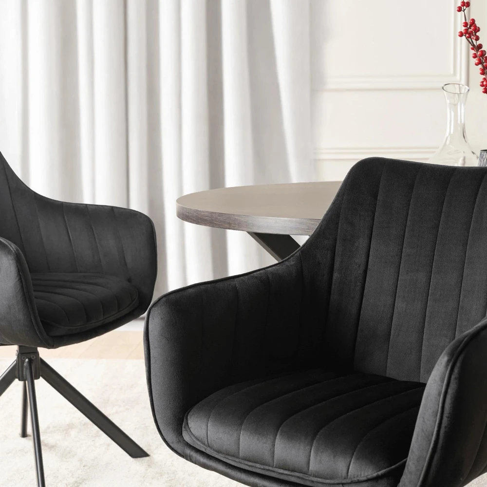 Mebel Elite Sukamoji kėdė MUMBAI, veliūrinė, juoda